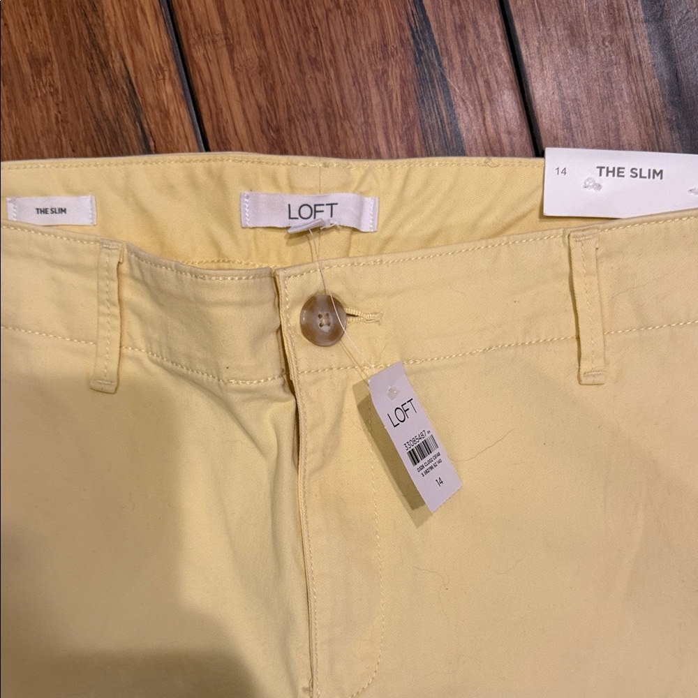 LOFT Sz 14 Pale Yellow Straight Leg Crop Pants - Picture 2 of 6